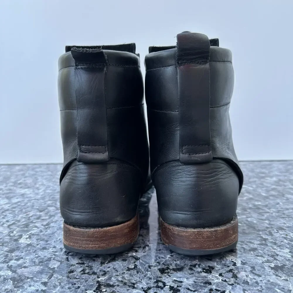 TIMBERLAND Boot Company 75531 Black Leather Lace Up Ankle Combat Moto Boots 12M